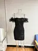 Vestido de una sola manga con lentejuelas, Falda corta sexy con volantes que se ajusta a la cadera, Vestido de fiesta y banquete estilo europeo y americano para mujer