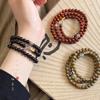 20255 Nuevo Pulsera Apilada de Tres Círculos con Cuentas de Ébano Estilo Chino para Mujer Joyería de Mano Retro de Nicho para Pareja Mano