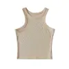 Estilo Americano INS Verano Nuevo Spice Girls Elástico Ajustado Cuello Redondo Hombro Estrecho Chaleco Mujer Corto Ajustado Color Sólido Camisola Chaleco
