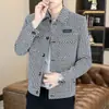 Ropa de Trabajo Otoño e Invierno Chaqueta de Lana Príncipe de Gales para Hombre Ropa Casual para Hombre Estilo Urbano de Gama Alta Chaqueta Corta Top