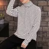Camiseta de manga larga a rayas de punto para hombre, camiseta interior de otoño, estilo coreano, moderna, holgada, versátil, top de pareja