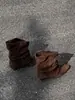 Primer Encuentro Ji Dong Qiu Estilo Nuevo Punta Oblicua Tacón Grueso Botas Vaqueras Occidentales Moda Slip-on Botas Apiladas Versátiles Botines Mujer