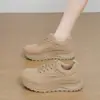 Zapatos Casuales Retro con Cordones de Suela Gruesa para Mujer Suela Gruesa 2026 Nuevo Estilo Estilo Tenis Versión Coreana Otoño/Invierno Superficie de Cuero Zapatos para Correr Mujer