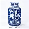 Jarrón cuadrado de porcelana azul y blanca de Jingdezhen, adorno de pie, jarrón de cerámica pintado a mano, decoración de cerámica para almacenamiento y arreglo floral