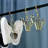 Secador de Sapatos em Barra Plana de Aço Inoxidável, Gancho de Armazenamento para Loja de Roupas, Cabide de Roupas, Cabide à Prova de Vento para Varanda Externa, Secador de Chinelos
