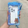 Bolsa impermeable para teléfono con airbag de onda, flotante, no resbaladiza, compatible con pantalla táctil, adecuada para nadar en la playa y rafting, con correa para el cuello, impermeable