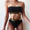 2024 Novo Transfronteiriço Amazon Europeu e Americano Sexy Cor Sólida Cintura Alta Fenda Biquíni Roupa de Banho Feminina Fabricante Atacado