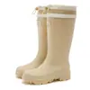 Novas Botas de Chuva de Cano Longo com Boca de Bisel Alto para Mulheres Impermeáveis Antiderrapantes Resistentes ao Desgaste Sapatos para Uso Externo Manga de Trabalho para Cozinha Sapatos Femininos