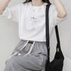Camiseta coreana de estilo de cuello redondo y manga corta para mujer en verano, holgada, con estampado de plantas, de algodón blanco, ins super hot, top de media manga para estudiante
