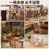 Cadeira de Jantar de Madeira Maciça com Rattan Estilo Antigo Silencioso Cadeira de Chá para Varanda Cadeira com Encosto para Cafeteria Cadeira de Rattan de Designer Sem Braços