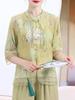 Camisa pequena estilo nacional de primavera e verão para mulheres de meia-idade mãe 2024 nova camisa de chiffon nova blusa de manga curta feminina estilo chinês