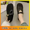 Sapatilhas Mary Jane Slip-On de Bico Aberto Versátil 2025 Verão Novo Sapatilhas de Malha de Bico Fechado para Mulheres
