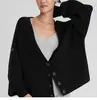 Nuevo Cárdigan de Punto Clásico con Cuello en V, Estilo Perezoso de Primavera y Otoño, Chaqueta Suéter Suave de Color Sólido Holgada, Conjunto de Pantalones Rectos