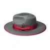Venta Caliente Transfronteriza Amazon Sombrero de Fieltro de Lana Pura Caballero Retro Ala Plana Sombrero de Lana Estilo Británico Omai Europa y América