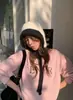 Gorro de Punto con Orejeras de Bloques de Color Estilo Diseñador Japonés para Estudiantes Mujeres, Nuevo Gorro de Lana Cálido para Otoño e Invierno