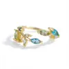 Anillo Ajustable con Apertura de Circonita Estilo INS Más Vendido Transfronterizo para Mujer Dulce Lindo Flor Elegante