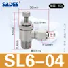 Válvula de Control de Velocidad de Giro Rápido Niquelada en Cobre Válvula de Aceleración Tuerca de Bloqueo Sl Conector Neumático Control de Velocidad Unidireccional Conector Rápido para Tubo Grande de PU