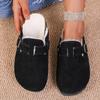 Chinelos de Pelúcia com Fivela de Pele para Exportação Europeia e Americana para Mulheres Usarem Sola de Cortiça Mais Algodão Sapatos Mule Preguiçosos Amazon