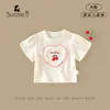 Camiseta Feminina 2026 Chegadas de Verão Bebê Recém-Nascido Amor Flor de Cerejeira Manga Meia Top Menina Bebê Estiloso Versátil Camada Base
