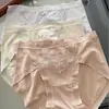 7333 Ropa Interior Femenina Cálida y Acogedora Otoño/Invierno con Abertura Alta de Encaje Estilo Palacio Francés Cintura Media-Alta, Algodón Puro Cepillado Cálido