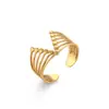 Selecciones de Influencers Ins Europeos y Americanos Anillo Geométrico para Mujer Anillo de Oro de 18K Apertura Ajustable Moda Anillo de Acero Inoxidable