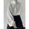 Moletom Pulôver Masculino Yuppie Britânico Branco Gola Alta Meio Zíper Ombreira Design de Outono Camiseta Manga Longa Jaqueta