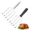 Tenedor de barbacoa de acero inoxidable, herramienta para asar, tenedor de barbacoa, tenedor para pollo, bistec, pavo, tenedor de alambre, grado alimenticio uso en exteriores