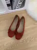 Zapatos de Salón Planos Rojos con Lazo Francés Suave para Mujer 2026 Verano Zapatos de Hada con Suela Suave para Combinar con Faldas Zapatos de Ballet