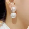 Brincos Grandes de Pérola Estilo Retrô com Pino de Prata S925 Brincos Femininos para Noiva 2023 Novos Brincos Franceses de Celebridade