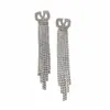 Brincos de Tarraxa Simples com Borla Oca Oval Inlaid de Diamante Agulha de Prata Leve Luxo Sensação de Alto Padrão Brincos Modernos Europeus Americanos Ornamentos Individuais para Orelha
