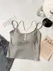 Camisola de Rayas Estilo Coreano con Espalda Cruzada para Mujer, Ropa Exterior de Verano, Espalda Hermosa, Almohadilla Integrada en el Pecho, Top Interior de Capa Base