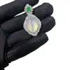Atacado Pingente de Jade Verde Calcedônia Tipo Gelo Gota d'Água Ágata de Gelo Branca Novo Estilo Chinês Colar de Jade Feminino Joia Pingente de Jade