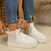 Botas de nieve cortas para mujer talla grande con parte superior de gamuza, botas de algodón de invierno artificial de felpa corta de comercio exterior, gamuza negra