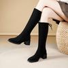 Botas Martin Negras para Adulto en Stock, Estilo Europeo y Americano para Mujer, Punta Redonda, Otras Botas de Goma de Caña Alta para Invierno