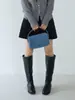 Pantalones Falda de Lentejuelas Negros con Abertura Lateral para Mujer, Falda Corta de Lana Gruesa Ajustada al Cadera de Línea A para Figuras Pequeñas 11102