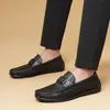 Mocasines de Piel Genuina para Hombres Mayores, Slip-On, Zapatos de Piel Casuales para Negocios, Zapatos de Piel Transpirables para Hombre con Suela Suave