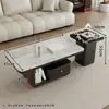 Nova Mesa de Centro de Vidro com Pedras de Cristal para Uso Doméstico na Sala de Estar, Móvel com Rodas, Mesa de Chá com Gaveta de Madeira Maciça, Estilo Moderno de Luxo Leve e de Alta Qualidade