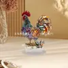 Enfeite Criativo Colorido de Galo Animal 2D Plano de Acrílico Decoração de Mesa para Casa e Escritório