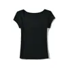 Bt811-26 Estilo Nuevo de Primavera Estilo Europeo y Americano Deseo Puro Sexy Grande Redondo Cuello Redondo Manga Corta Elástico Ajustado Delgado Camiseta