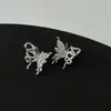 Ear Cuff Retro Francés de Serpiente y Mariposa con Circonita Completa para Mujer Dulce Versátil Simple Pendientes de Moda
