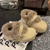Zapatos de felpa Birkenstock para mujer 2026 invierno cálidos con forro de felpa cobertura total lazo suela gruesa zapatos de algodón zapatos peludos botas de nieve