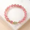 Pulsera de Calabaza Pequeña de Jade Hetian Natural para Niñas Pulsera de Cuentas de Cristal Rosa Cristal de Fresa Joyería de Mano de Alta Gama para Niñas