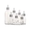 Botella vacía de subenvasado de aceite esencial cosmético transparente al por mayor botella de subenvasado de líquido de vidrio botella gotero con cabeza de plástico de 5-100 ml