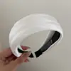 Faixa de cabeça com esponja de cetim de seda, cobertura total, aba larga, visual de alta qualidade estilo francês, popular online, acessório de cabelo com faixa de seda de coroa alta