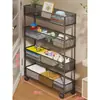 Carrito de almacenamiento para espacios estrechos de cocina, al lado del refrigerador, hueco extremadamente estrecho, estante de almacenamiento de pie, multicapa, especiero móvil