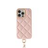 Funda de cuero con cordón estilo Chanel para Apple 11/12/13/14/15pro con estampado de diamantes