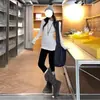 Camiseta Interior de Terciopelo Blanco Irregular Estilo Coreano para Mujer, Top Camiseta de Manga Larga Ajustado Otoño e Invierno 2025