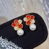 Pendientes de Perla de Agua Dulce Natural Rojos para el Año del Zodiaco, Set de Regalo de Año Nuevo, Pendientes Versátiles de Lujo Ligero
