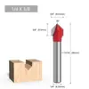 Broca Fresadora para Madera en Forma de V de 90 Grados, 6 Piezas, Vástago de 1/4, Fresadora Cortadora de Bordes, Cortador Integrado para Doblar Bordes de Tableros, Broca Fresadora de Acero de Tungsteno