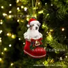 Nuevos Calcetines de Navidad 2023 Perro Árbol de Navidad Colgante Decoración Colgante Acrílico Plano Decoraciones para el Hogar Colgante